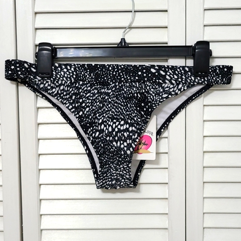 NWT XL Island Love Black Galaxy Banded Bikini Bottom